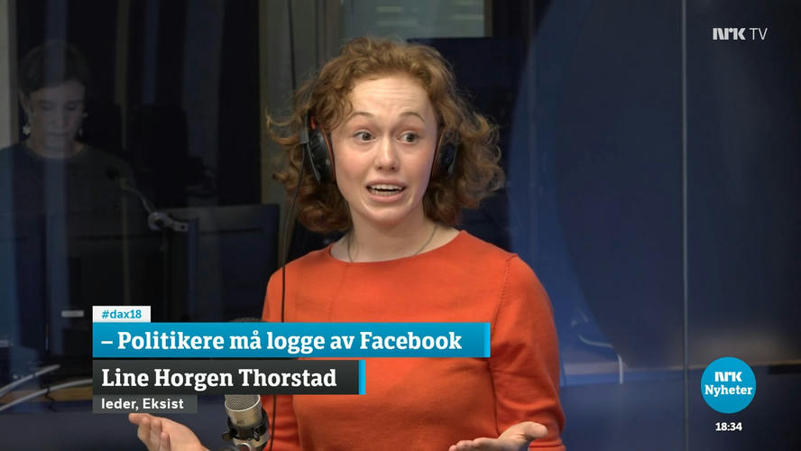 Line Horgen Thorstad debatterer i NRK's radiostudio