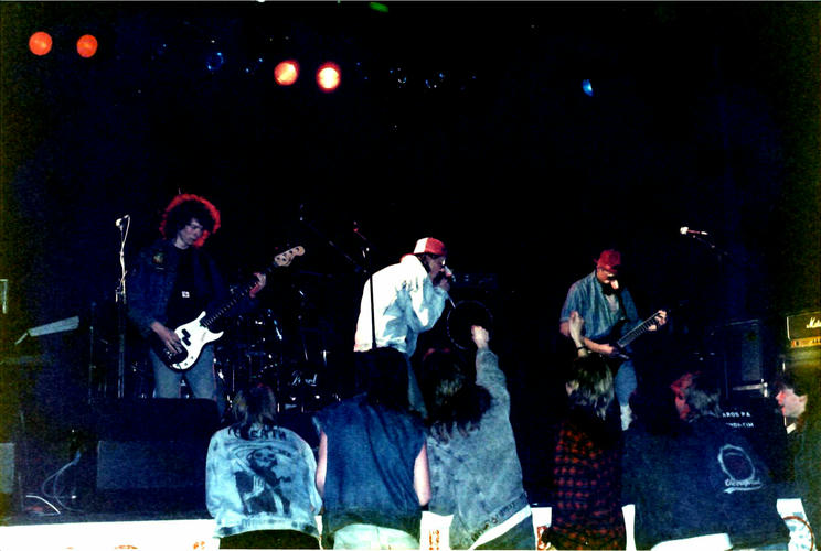 Mostly masked band on stage